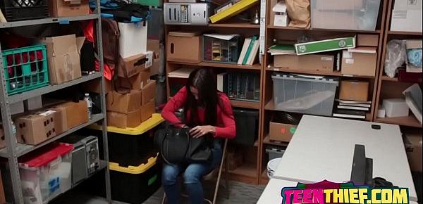  Teen Thief Lilly Hall Gets Stripped And Fucked Hard On Desk